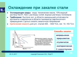 При закалке для охлаждения легированной стали используют