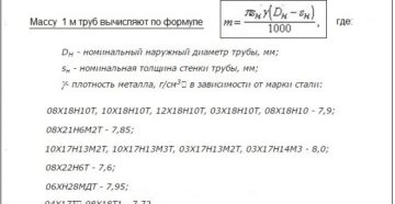 Формула расчета веса трубы стальной круглой